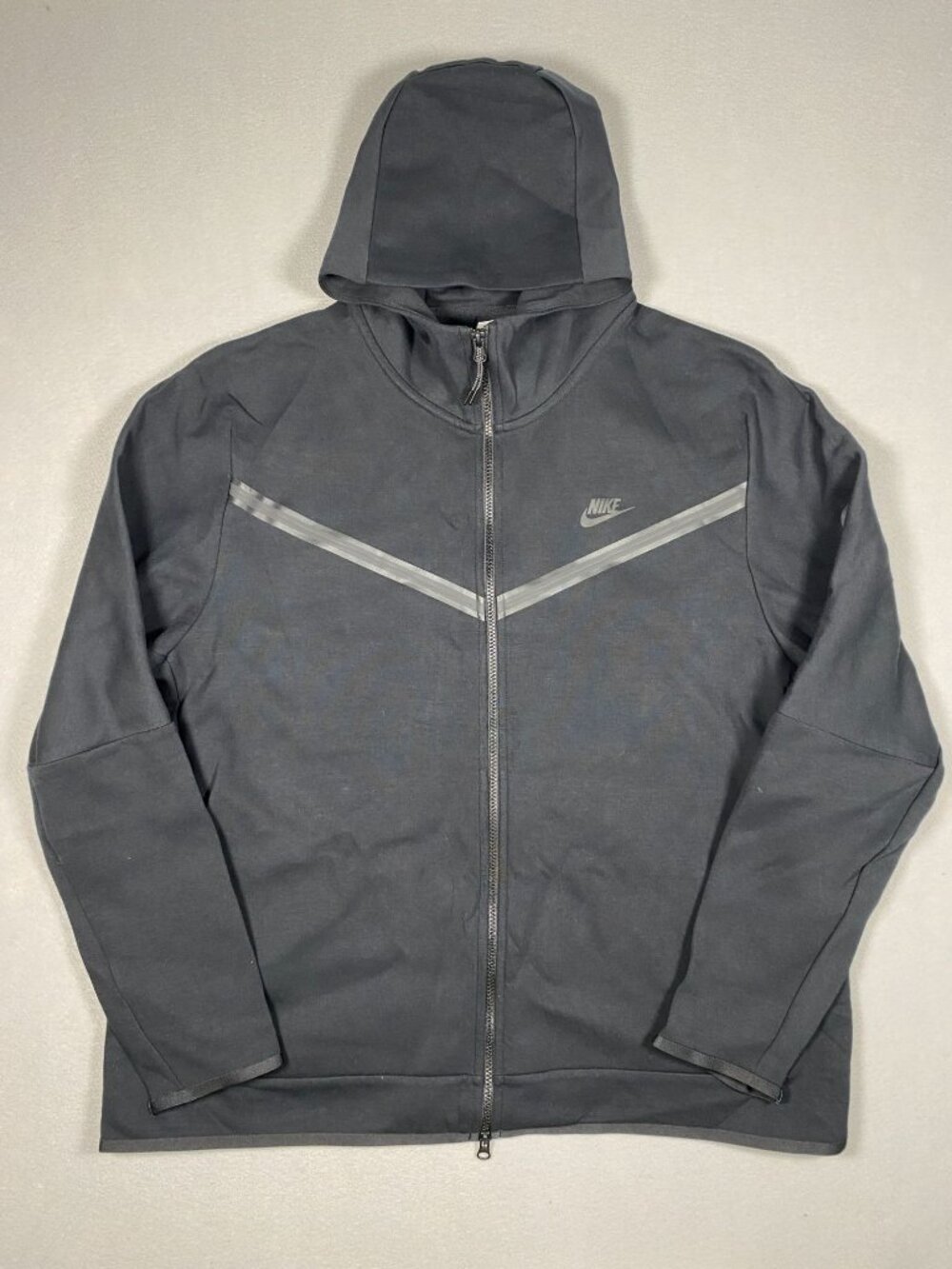Nike Mens Full-Zip Hooded Jacket XXL Black Cotton Lightweight Casual Activewear